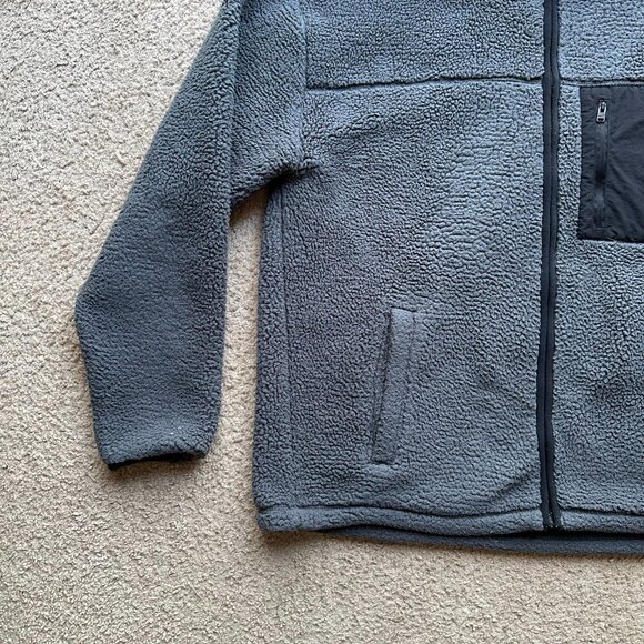 Hollister Sweater Mens Medium Full Zip Mock Neck High Pile Fleece Grey - Picture 6 of 12